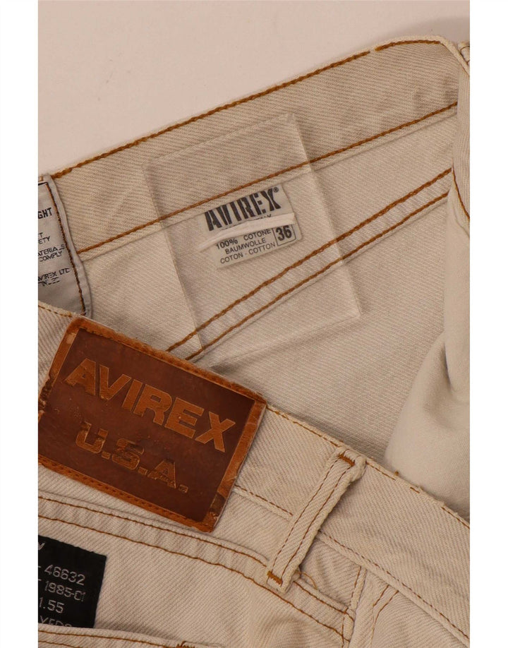 Avirex Mens Straight Jeans W36 L30 Beige Cotton