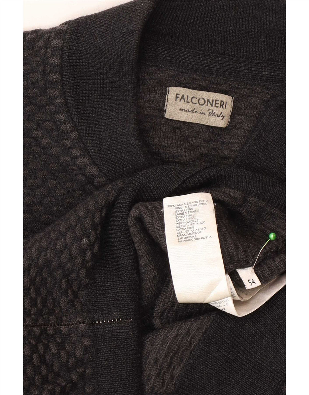 Falconeri Mens Cardigan Sweater IT 54 XL Grey Wool