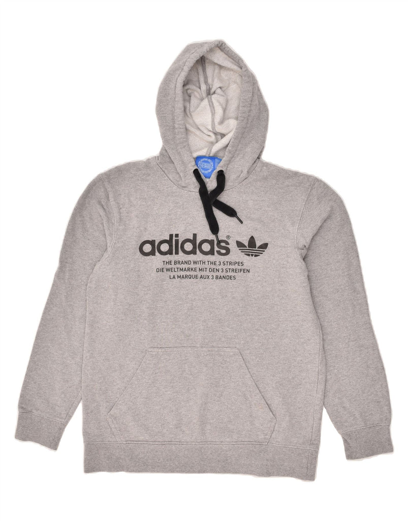 ADIDAS Mens Graphic Hoodie Jumper Small Grey Cotton | Vintage Adidas | Thrift | Second-Hand Adidas | Used Clothing | Messina Hembry 