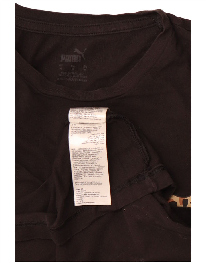 PUMA Womens Graphic T-Shirt Top UK 12 Medium Black Cotton