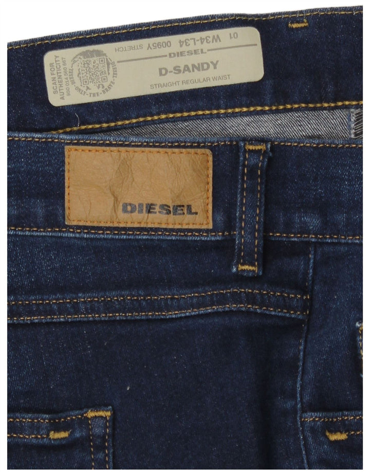 Diesel Womens D-Sandy Regular Straight Jeans W34 L34 Navy Blue Cotton