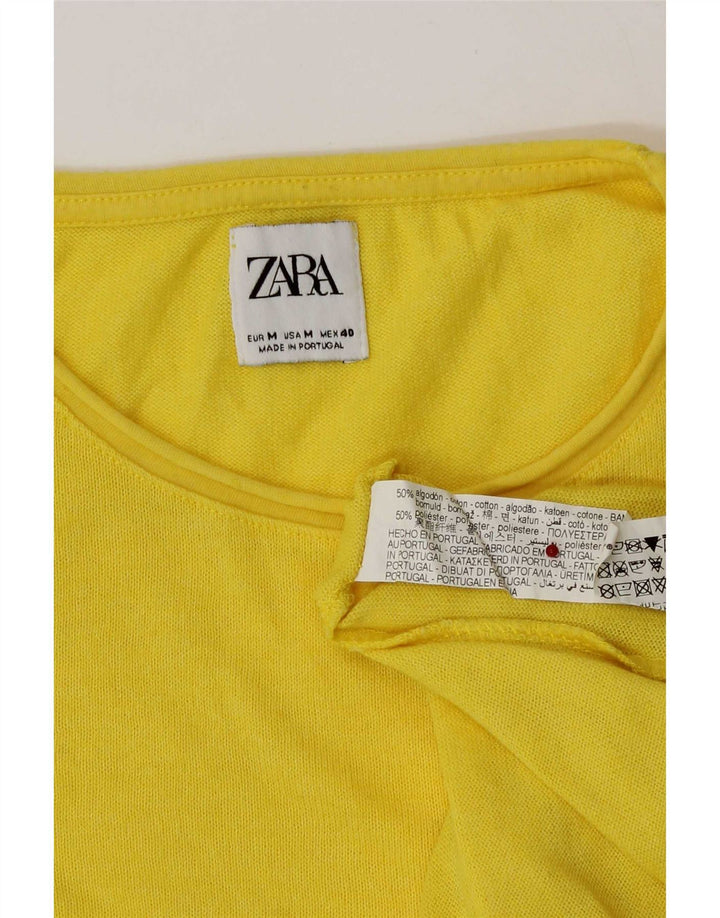 Zara Mens T-Shirt Top Medium Yellow Cotton