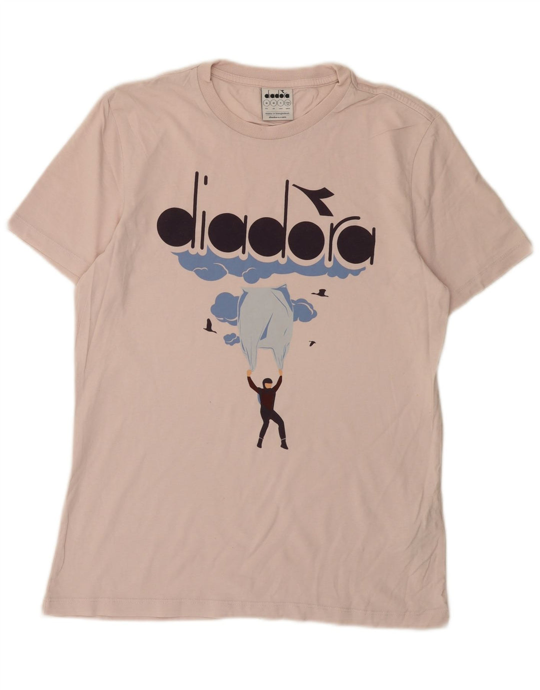 Diadora Mens Graphic T-Shirt Top Medium Pink Cotton