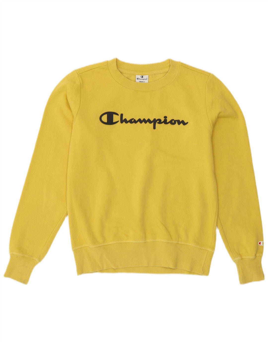 Champion Womens Graphic Sweatshirt Jumper UK 8 Small Yellow