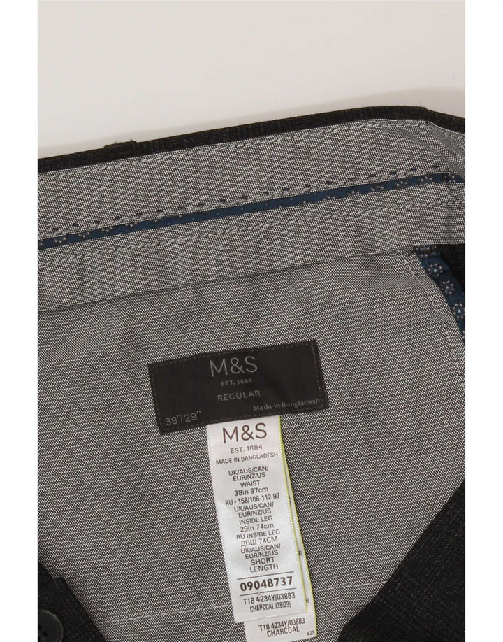 Marks & Spencer Mens Regular Fit Chino Trousers W38 L29 Grey Polyester