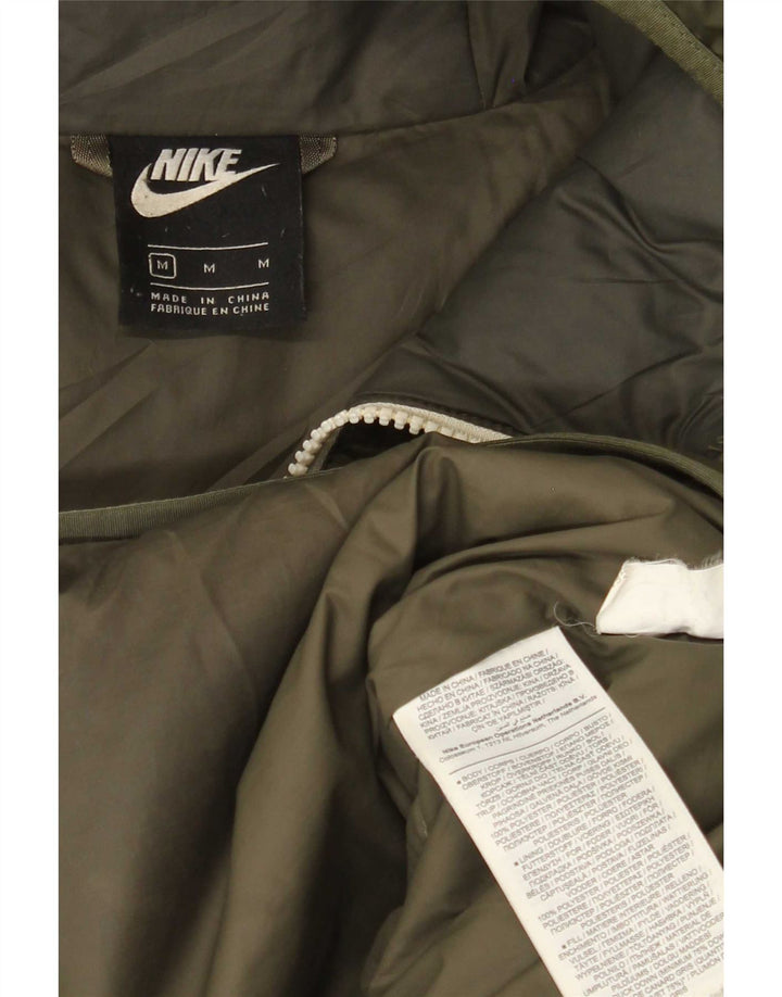 Nike Mens Hooded Padded Jacket UK 38 Medium Khaki Polyester