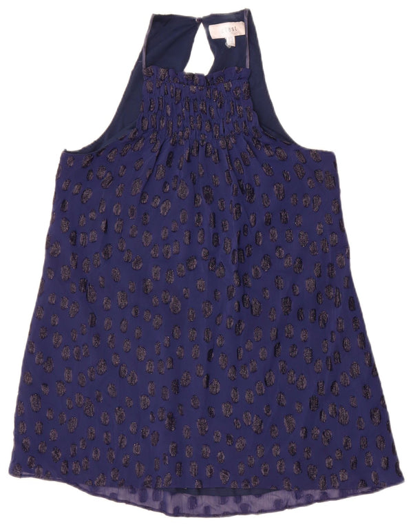 Coast Womens Halter Top UK 10 Small Navy Blue Spotted
