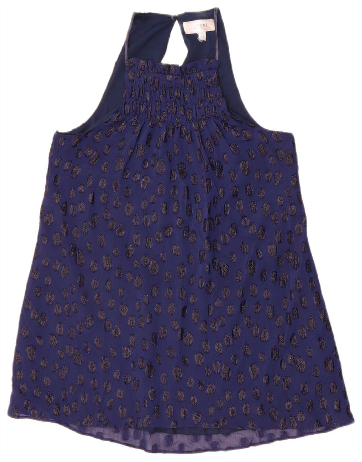 Coast Womens Halter Top UK 10 Small Navy Blue Spotted