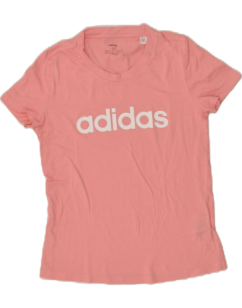 ADIDAS Womens Graphic T-Shirt Top UK 12/14 Medium Pink Cotton | Vintage Adidas | Thrift | Second-Hand Adidas | Used Clothing | Messina Hembry 