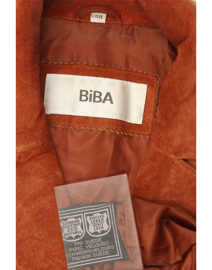 Biba Womens Suede Overcoat EU 38 Medium Brown Leather
