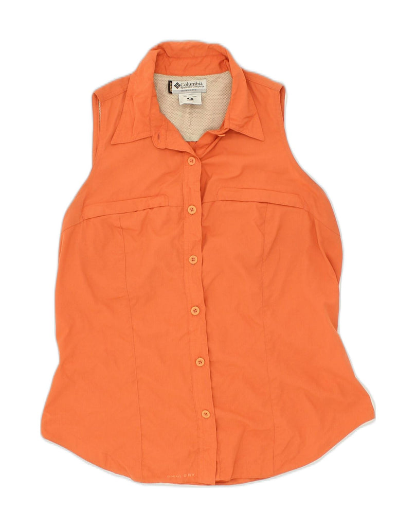 COLUMBIA Womens Sleeveless Shirt Blouse UK 14 Medium Orange Polyamide | Vintage Columbia | Thrift | Second-Hand Columbia | Used Clothing | Messina Hembry 