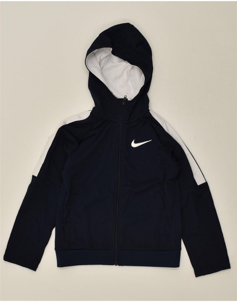 NIKE Boys Zip Hoodie Sweater 6-7 Years Large  Navy Blue Colourblock | Vintage Nike | Thrift | Second-Hand Nike | Used Clothing | Messina Hembry 
