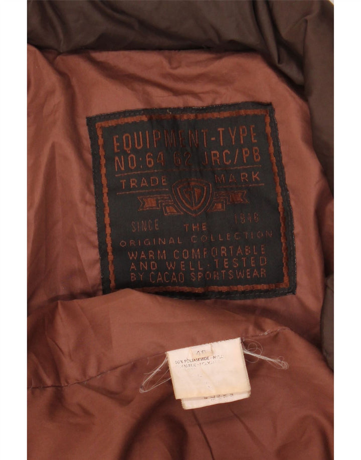 TRADEMARK Mens Loose Fit Padded Jacket IT 46 Small Brown Polyamide