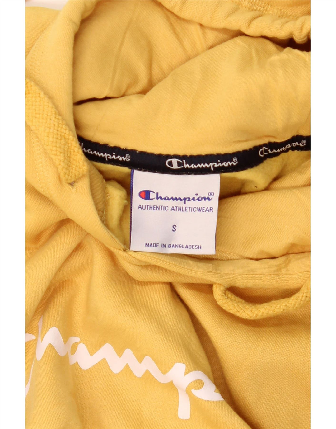 CHAMPION Mens Graphic Hoodie Jumper Small Yellow