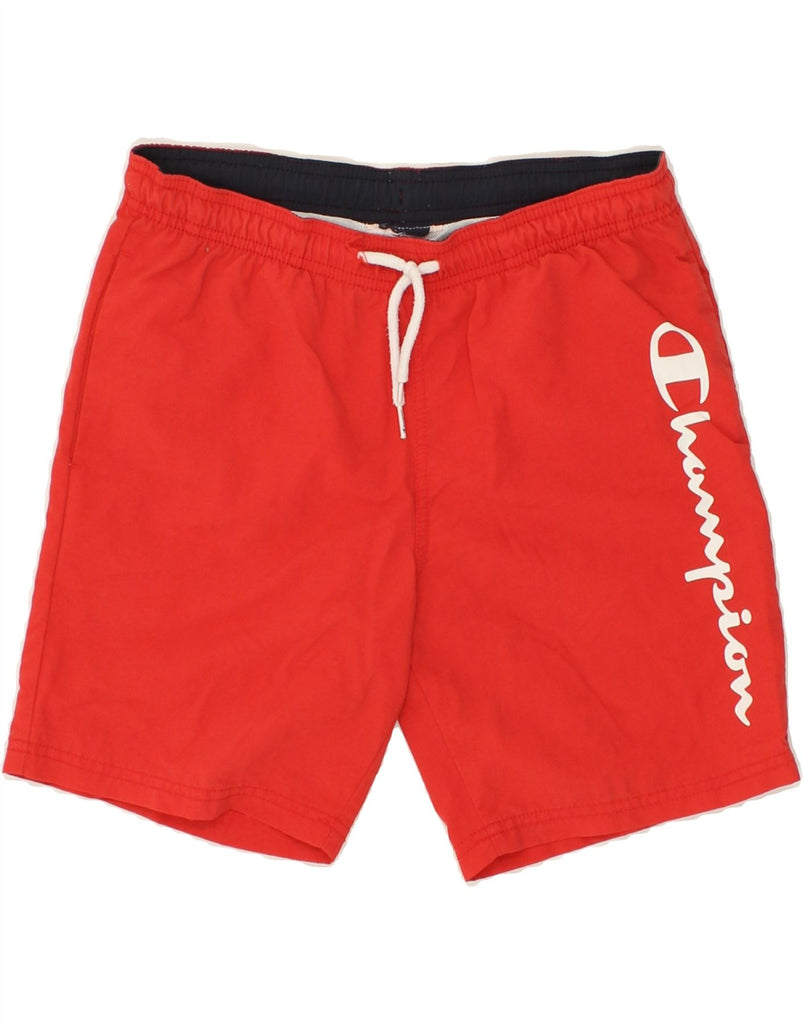 CHAMPION Mens Graphic Swimming Shorts Medium Red | Vintage Champion | Thrift | Second-Hand Champion | Used Clothing | Messina Hembry 