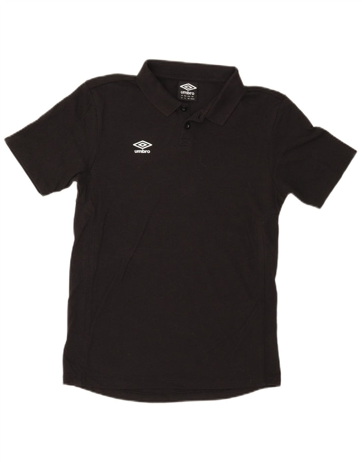 Umbro Boys Polo Shirt 11-12 Years Large Black Cotton