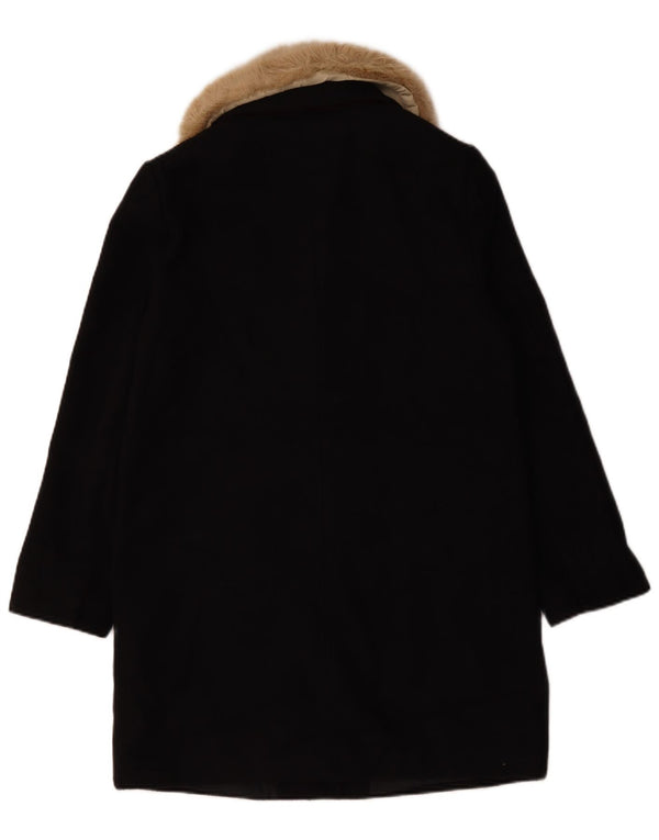 Topshop Womens Oversized Overcoat UK 10 Small Black Polyester
