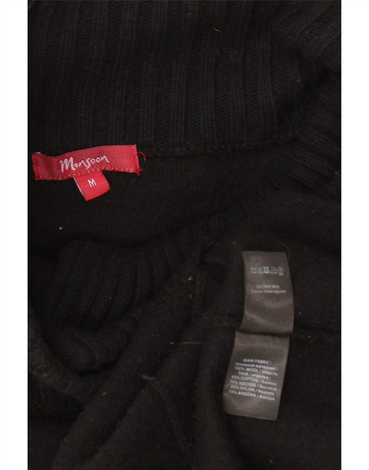 Monsoon Womens Cardigan Sweater UK 14 Medium Black Wool