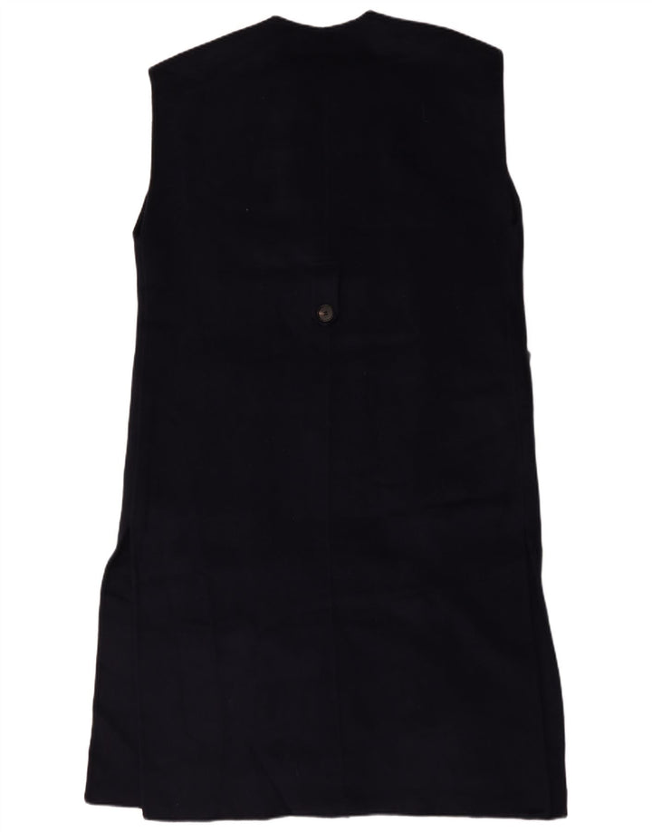 Zara Womens Longline Oversized Gilet UK 6 XS Navy Blue Wool