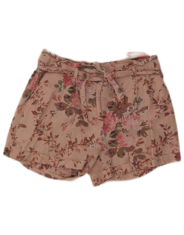 Oasis Womens Chino Shorts UK 8 Small W27 Pink Floral Linen
