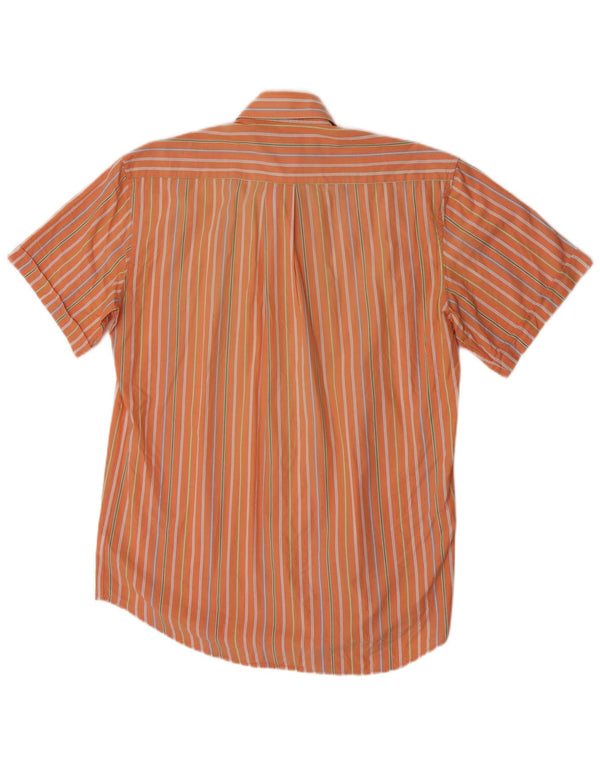People Mens Short Sleeve Shirt Large Orange Striped Cotton