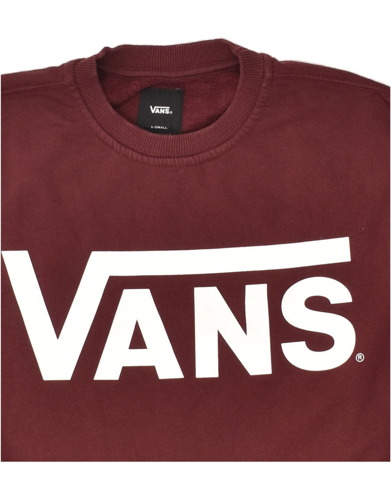 VANS Mens Graphic Sweatshirt Jumper XS Burgundy Cotton | Vintage Vans | Thrift | Second-Hand Vans | Used Clothing | Messina Hembry 