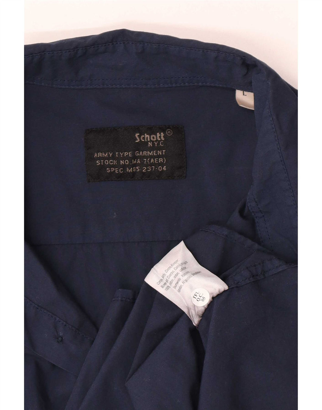 Schott Mens Shirt Large Navy Blue Cotton