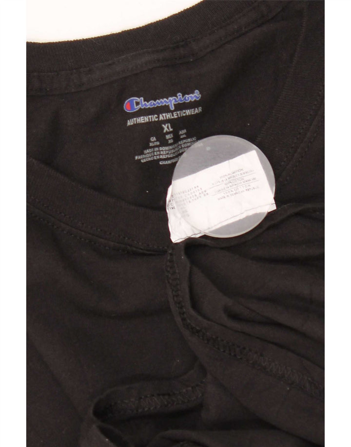Champion Mens Graphic T-Shirt Top XL Black Cotton