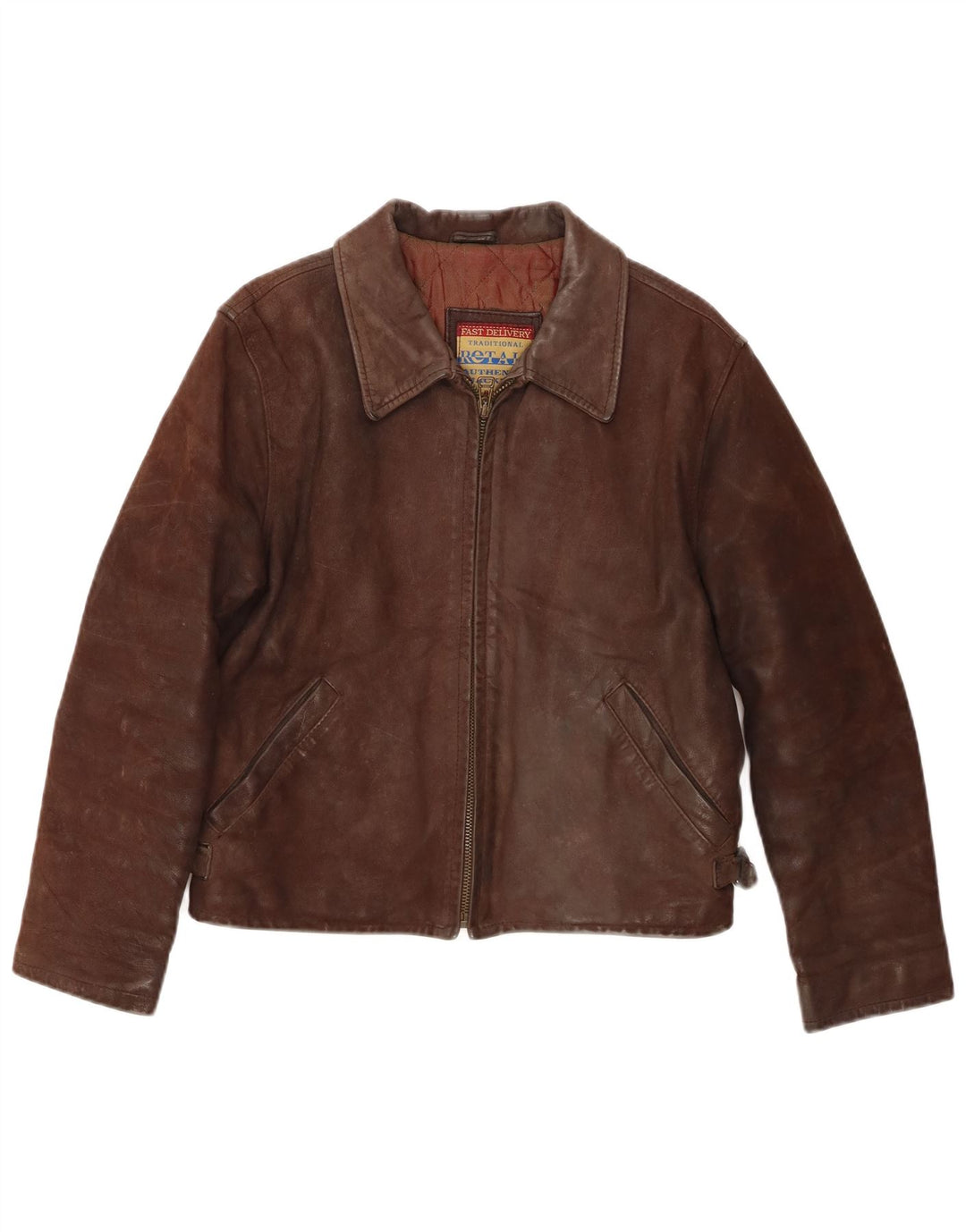 Vintage Womens Leather Jacket UK 14 Medium Brown Leather