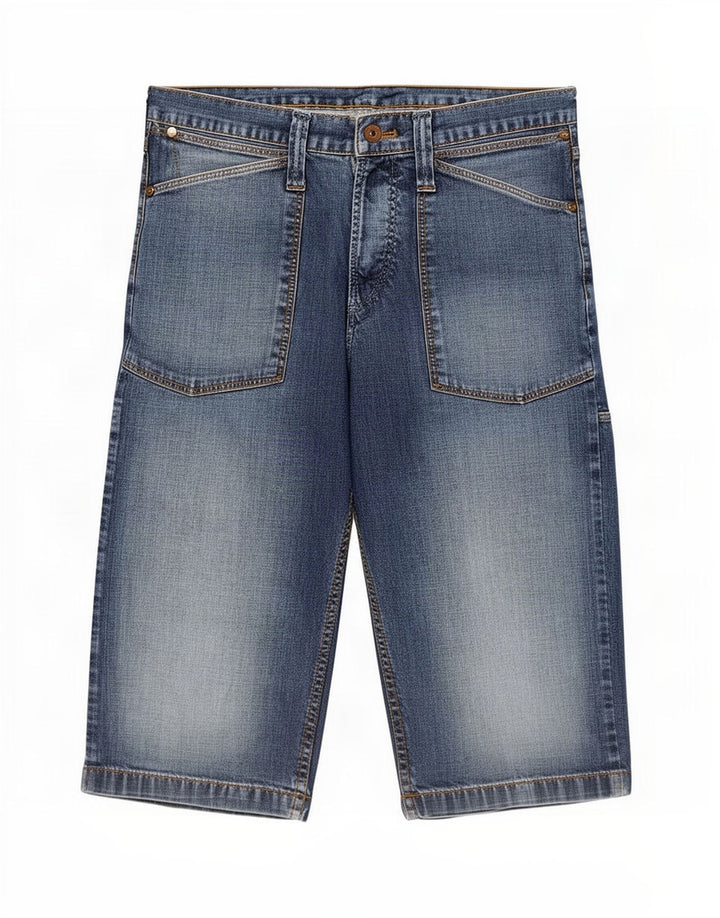 Wrangler Mens Cargo Denim Shorts Medium W33 Blue Cotton