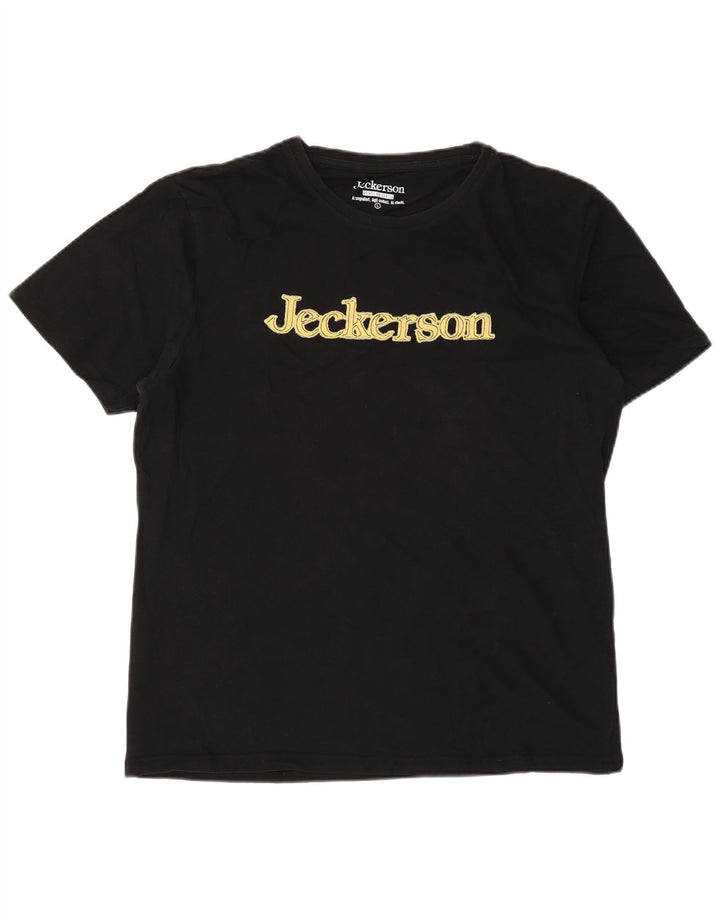 Jeckerson Mens Graphic T-Shirt Top Large Black Cotton