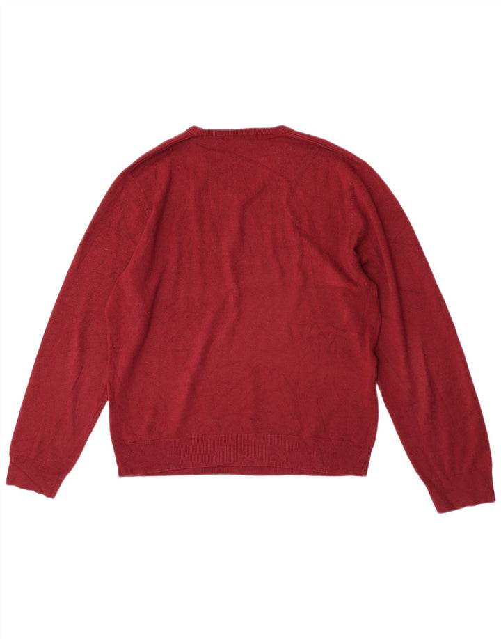 Marks & Spencer Mens V-Neck Jumper Sweater Large Red Acrylic