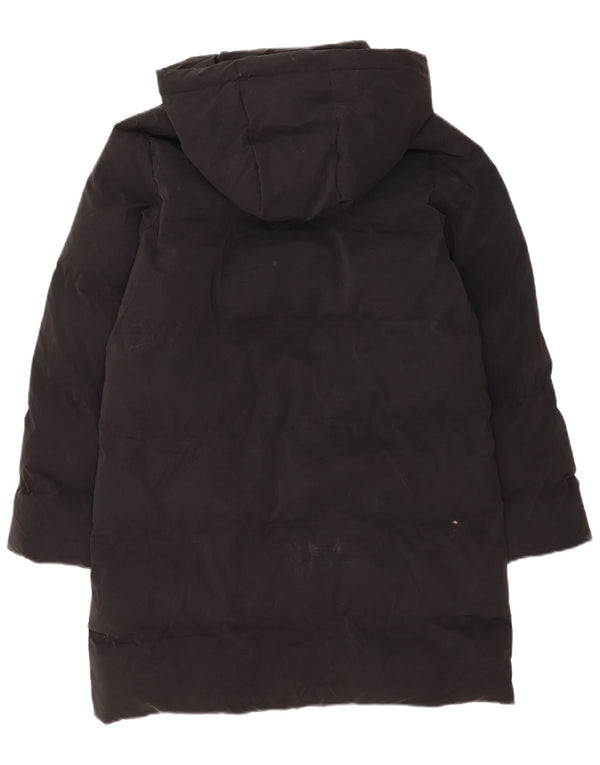 Zara Womens Hooded Padded Coat UK 14 Medium Black Polyester