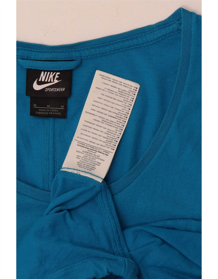 Nike Womens T-Shirt Top UK 14 Medium Blue Cotton