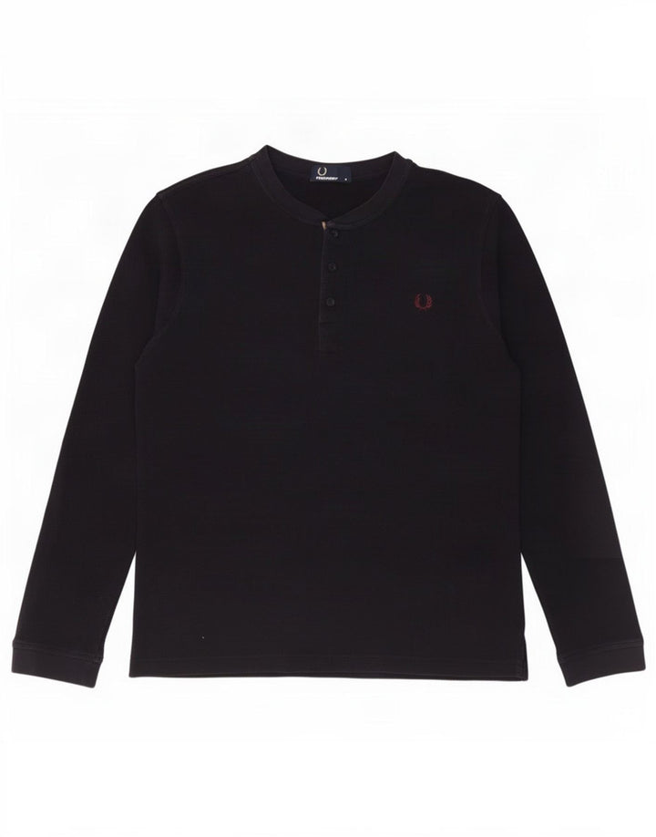 Fred Perry Mens Top Long Sleeve Medium Navy Blue Cotton