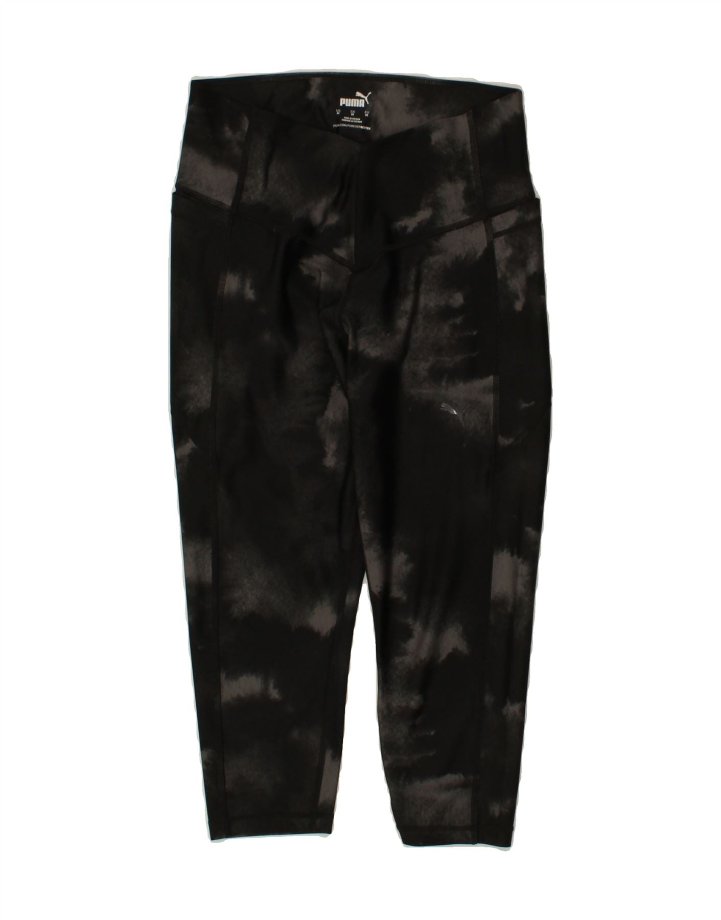 PUMA Womens Capri Tracksuit Trousers UK 14 Medium Black Tie Dye