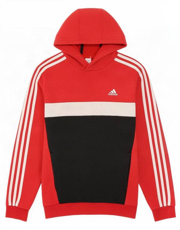 Adidas Boys Hoodie Jumper 11-12 Years Red Colourblock Cotton