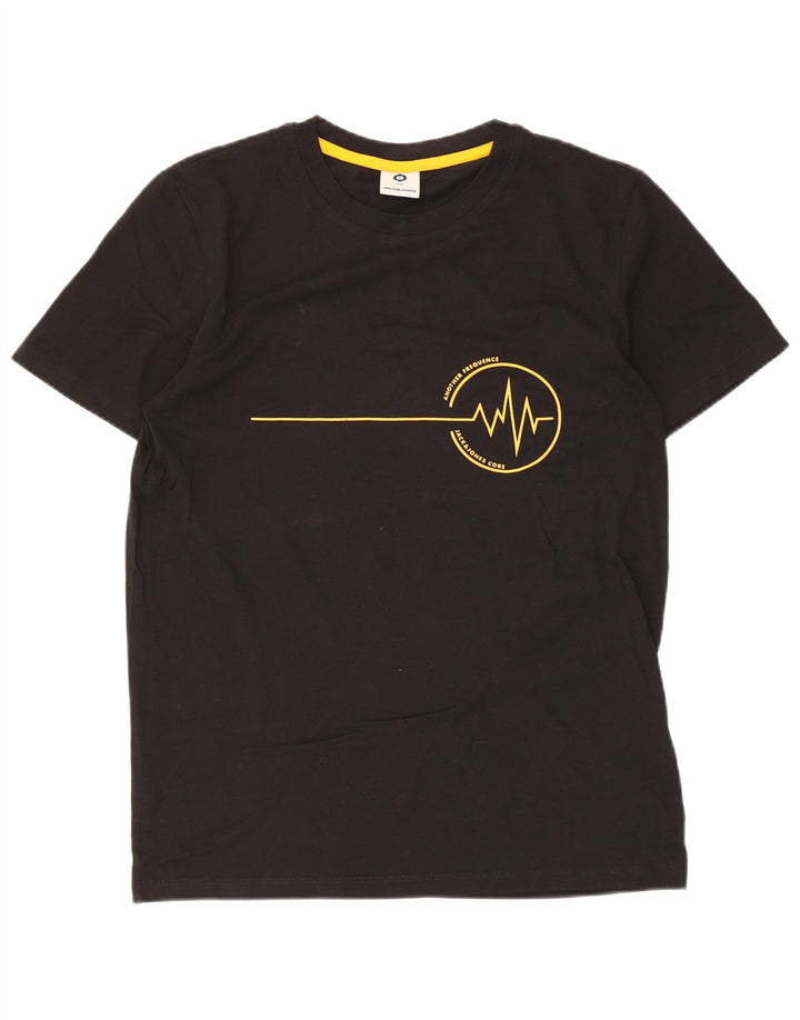Jack & Jones Mens Graphic T-Shirt Top Small Black Cotton