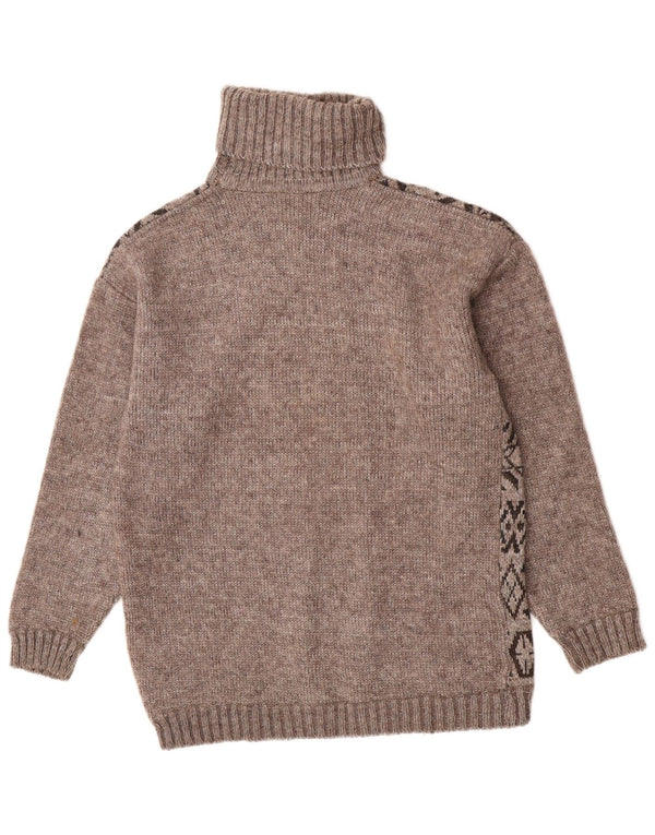 Dream Mens Roll Neck Jumper Sweater Large Brown Geometric