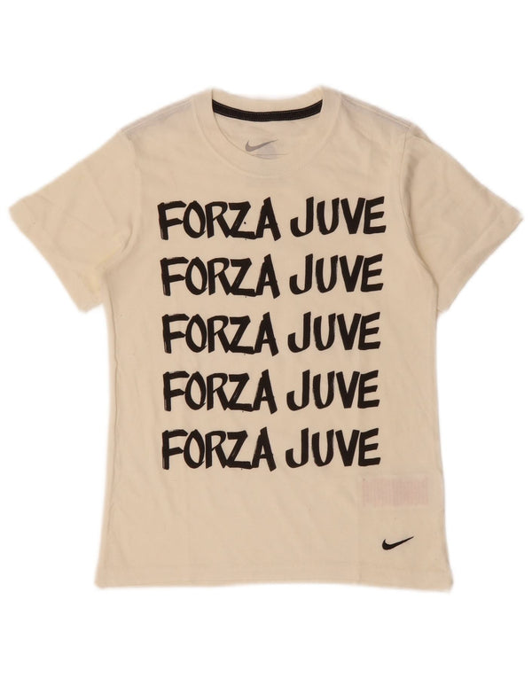 Nike Boys Juventus Graphic T-Shirt Top 8-9 Years Small Off White Cotton