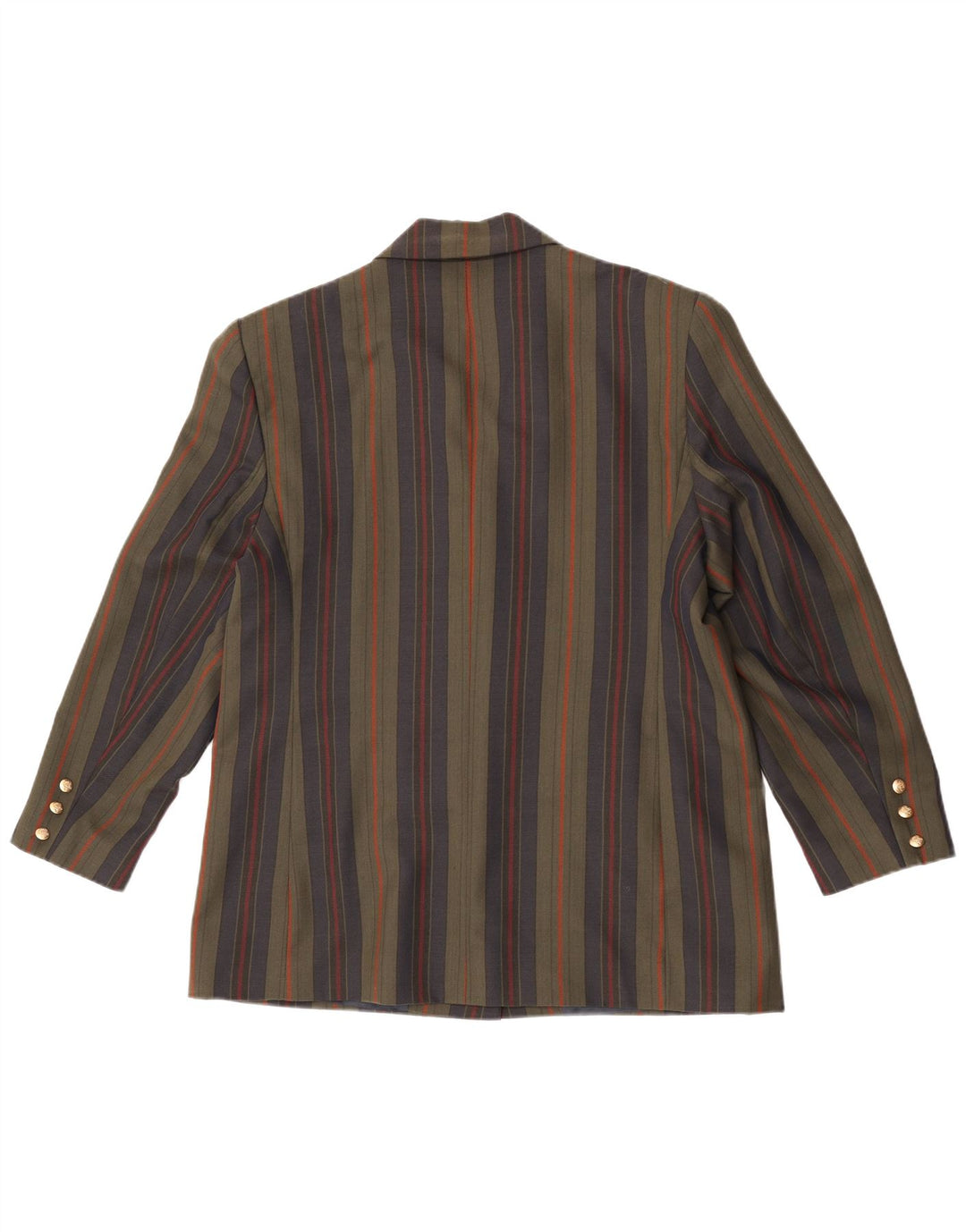 Vintage Womens 3 Button Blazer Jacket UK 18 XL Khaki Striped Wool