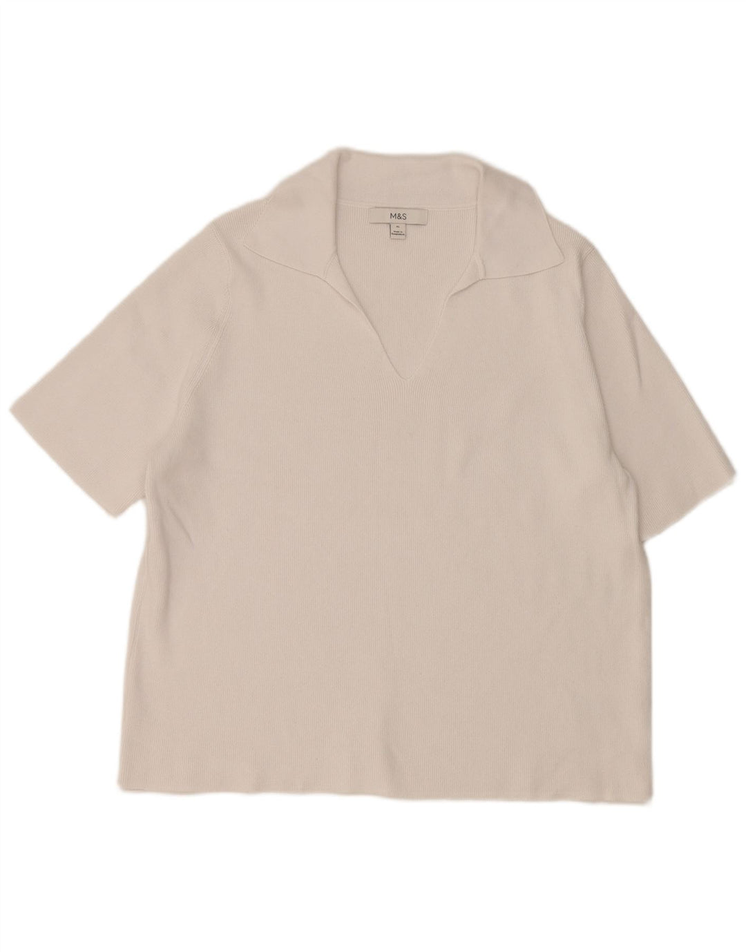 Marks & Spencer Womens Polo Shirt UK 18 XL White Cotton