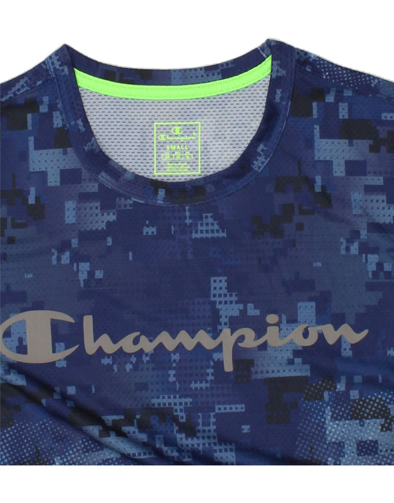 CHAMPION Mens Graphic T-Shirt Top Small Navy Blue Camouflage Polyester Vintage Champion and Second-Hand Champion from Messina Hembry 