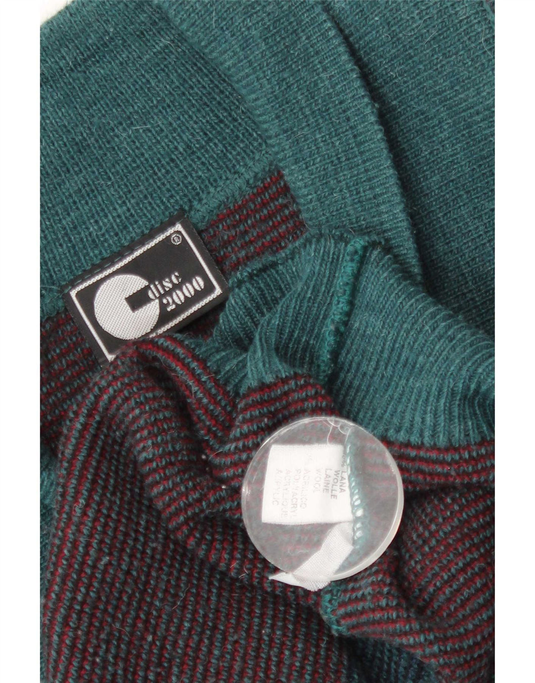 Vintage Mens Cardigan Sweater XL Green Geometric Wool
