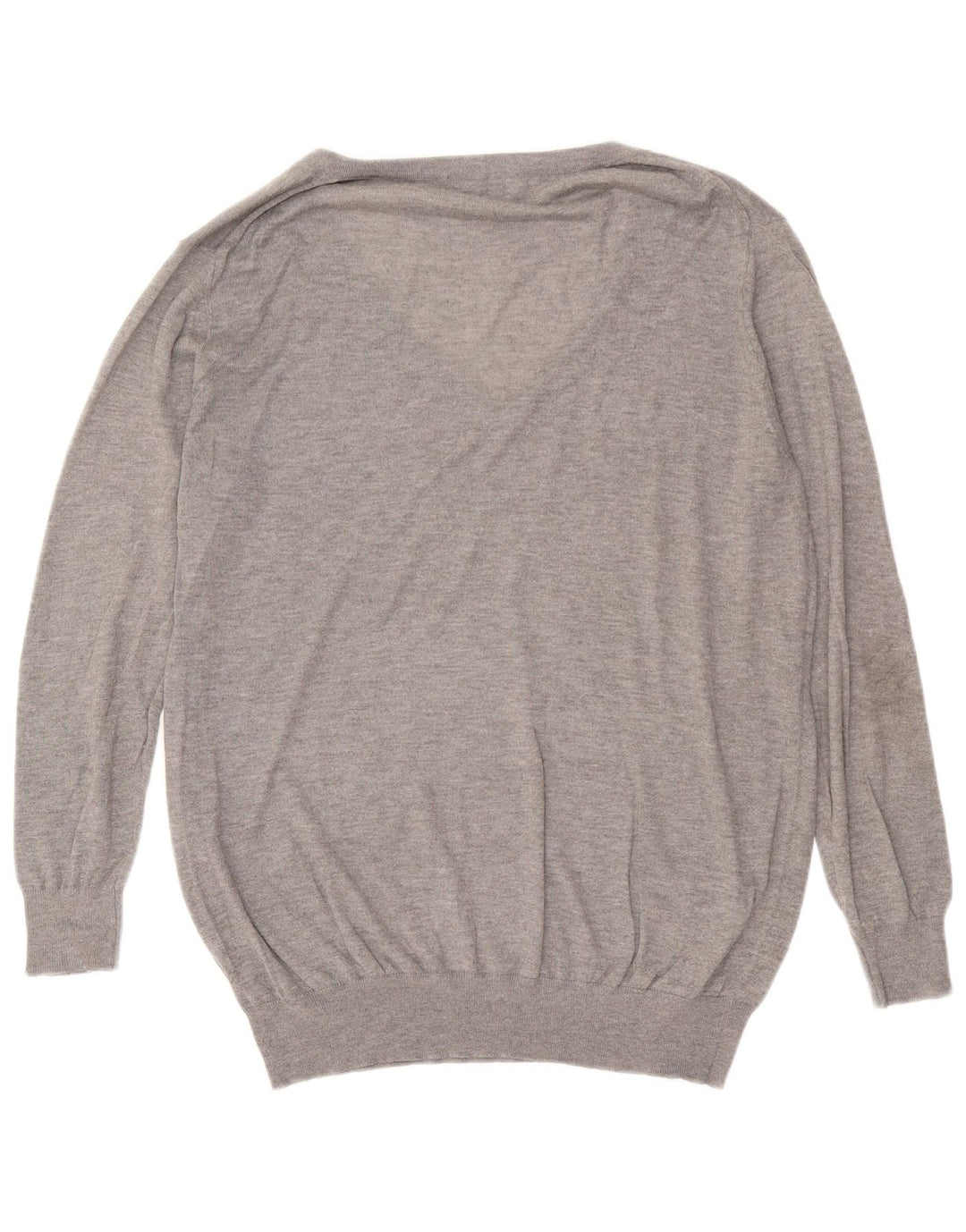 Zara Womens Oversized V-Neck Jumper Sweater UK 14 Medium Grey