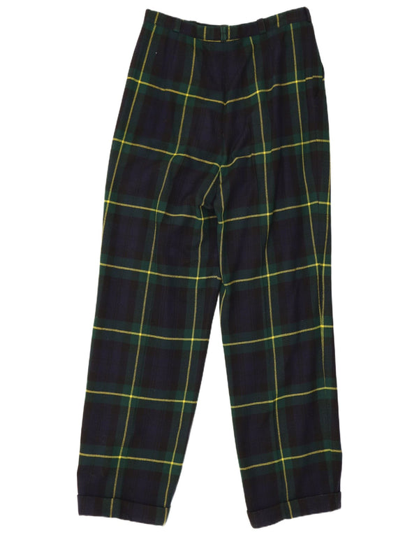 Vintage Womens Pegged Suit Trousers W28 L29 Navy Blue Check Wool