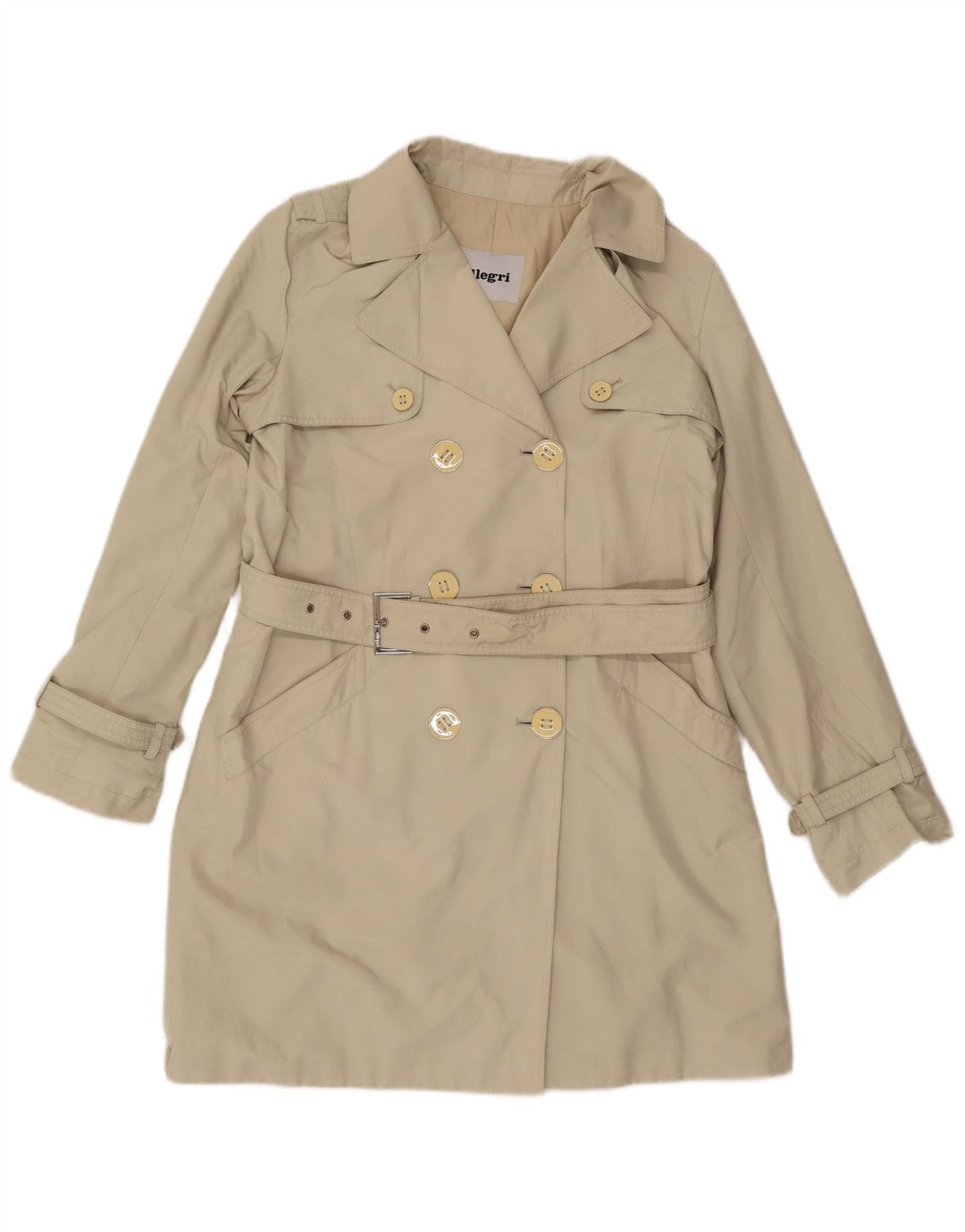Allegri Womens Trench Coat IT 44 Medium Beige Polyester