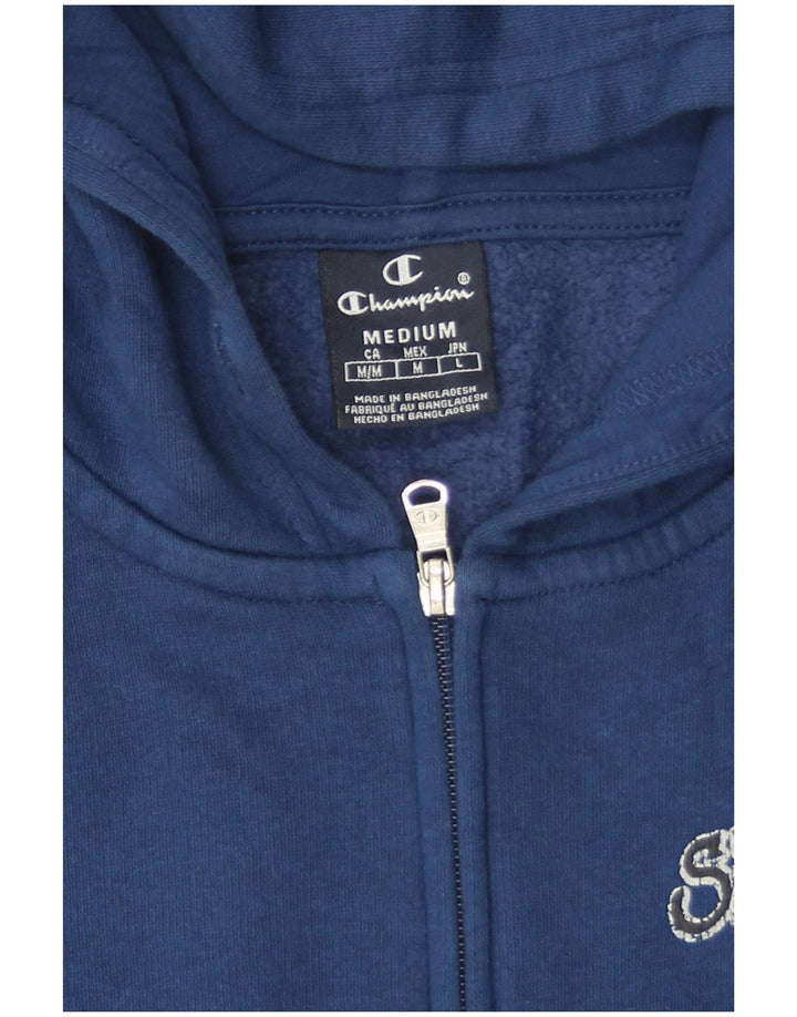 Champion Mens Zip Hoodie Sweater Medium Navy Blue Cotton