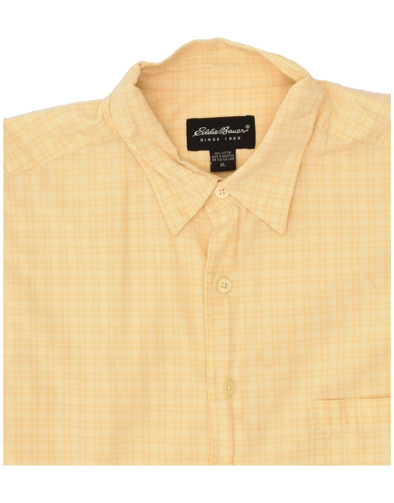 EDDIE BAUER Mens Short Sleeve Shirt XL Yellow Check Cotton | Vintage Eddie Bauer | Thrift | Second-Hand Eddie Bauer | Used Clothing | Messina Hembry 