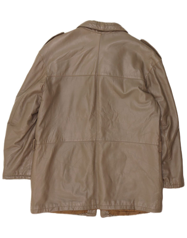 Vintage Mens Military Leather Jacket IT 52 XL Brown